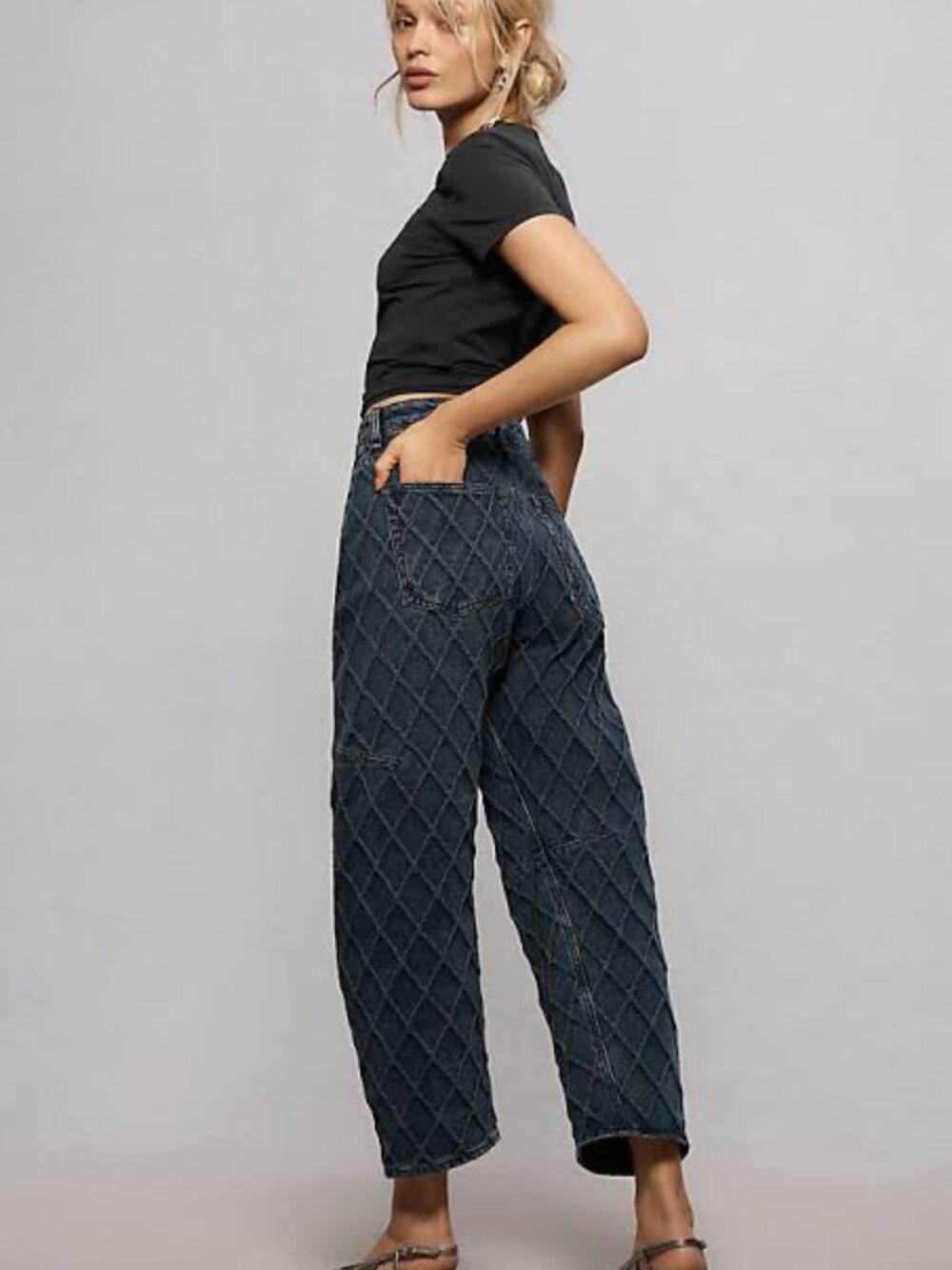 Rag & Bone Charlie high-rise quilt barrel jeans - Picture 2 of 8